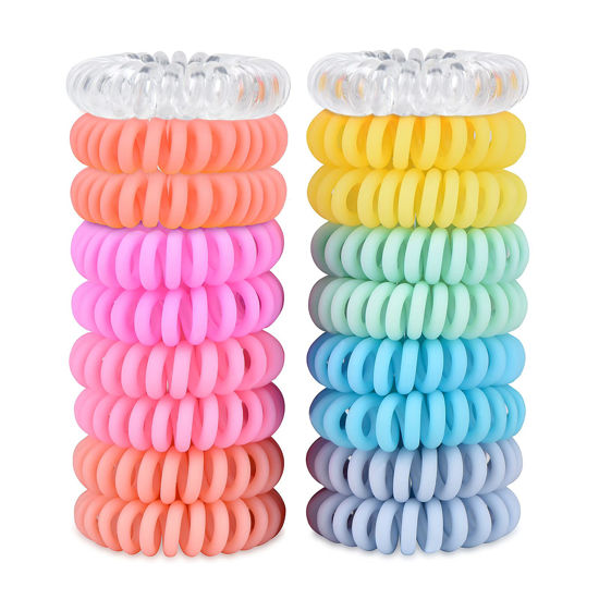 Picture of TIZZYT Basic Spiral Hair Ties, No Crease Hair Ties, 18 Count - Macaron Color