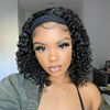 Picture of Aiterina Deep Wave Headband Wig 10 Inch Glueless Human Hair Wigs Machine Made No Lace Curly Hair Wigs Headband Wig Natural color