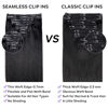 Picture of Pobokix Seamless Clip in Hair Extensions Real Human Hair Straight Brazilian Human Hair Clip in Extensions 8Pcs PU Clip in Remy Hair for Women Invisible Skin Weft 18Clips 120g 30inch Natural Black