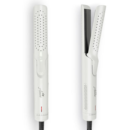 Picture of Asani 360° Airflow Styler - 2-in-1 Professional Curling Wand & Hair Straightener - Flat Iron Curler with Cooling Fan, Air Vents - Crimper Styling Tool for Volume & All-Day Curls - For All Hair (White)