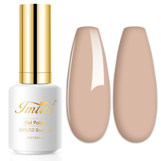 Picture of Imtiti Nude Gel Nail Polish, 1 Pcs 0.5 Fl Oz Nude Brown Gel Polish Soak Off LED U V Nail Gel Polish Neutral Skin Tones Gel Nail Polish DIY Nail Art Starter Manicure Salon Gel Nail Kit for Women Girls