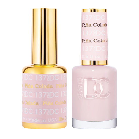 Picture of DND DC Gel Polish Set, Pink Collection, UV/LED Gel Polish and Air Dry Nail Lacquer, Matching Chip-Free Polish Duo, 137 Pina Colada, 0.5 Fl Oz