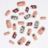 Picture of Christmas Short Square Press on Nails with Snowman Embossed Colorful Flowers Designs Winter Xmas Fake Nails Glossy False Nails Full Cover Acrylic Nails Christmas Stick on Nails for DIY Nail Art 24 Pcs