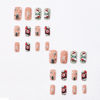 Picture of Christmas Short Square Press on Nails with Snowman Embossed Colorful Flowers Designs Winter Xmas Fake Nails Glossy False Nails Full Cover Acrylic Nails Christmas Stick on Nails for DIY Nail Art 24 Pcs