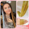 Picture of Champagne Gold Hair Tinsel Kit 48 Inches 1200 Strands with Tools and Instruction Easy to Install Fairy Glitter Tinsel Hair Extensions for Women and Girls，Shinny Sparkling Braiding Hair Accessories for Halloween Cosplay Party