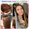 Picture of Champagne Gold Hair Tinsel Kit 48 Inches 1200 Strands with Tools and Instruction Easy to Install Fairy Glitter Tinsel Hair Extensions for Women and Girls，Shinny Sparkling Braiding Hair Accessories for Halloween Cosplay Party