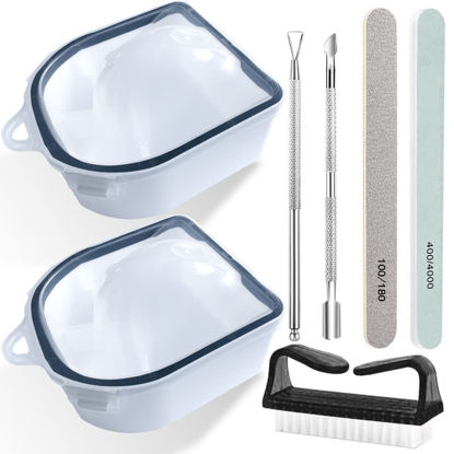Picture of Nail Soaking Bowl, Gel Nail Polish Remover Kit, Manicure Bowl for Hand, Dip Powder Remover Tools, Nail Soak Off Bowl for Acrylic Nails, Nail Brush, Cuticle Pusher, Cuticle Peeler, 100/180 Nail File, Buffer Block-Black