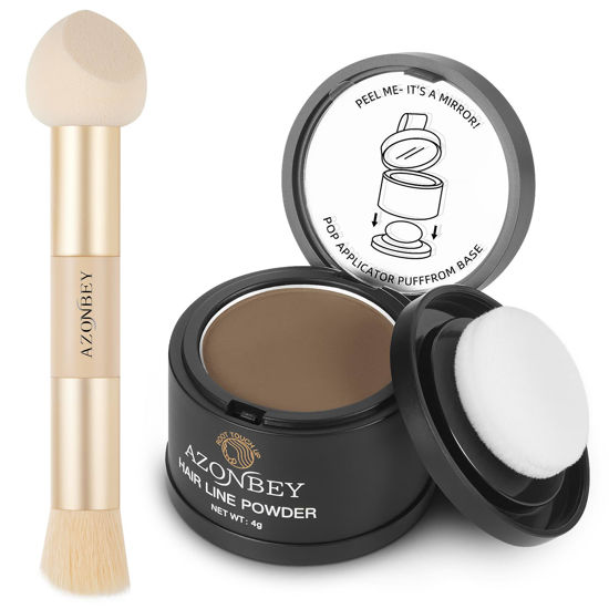 Picture of Root Touch Up Sets,Hairline Powder for Women Cover Up- Hairline Concealer for Thin and Thinning Hair, Water & Sweat Resistant,Contain Azonbey Makeup Brush (Light Brown, Med-Makeup Brush)