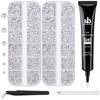 Picture of BELLEBOOST Nail Art Rhinestone Glue Gel&2 Boxes Flatback Gems Kit, 1 Tube of 15ml Rhinestone Gel Glue(UV/LED Needed)+Round Glass Crystal Clear Gemstones with Pickup Tools