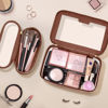 Picture of Soimeat Travel Clear Makeup Bag with Makeup Brush Bag, Leather Makeup Case Toiletry Bag, Portable Cosmetic Bag Case, Transparent Waterproof Cosmetic Organizer Storage Bag for Women, Brown