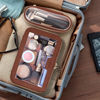 Picture of Soimeat Travel Clear Makeup Bag with Makeup Brush Bag, Leather Makeup Case Toiletry Bag, Portable Cosmetic Bag Case, Transparent Waterproof Cosmetic Organizer Storage Bag for Women, Brown