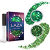 Picture of Laza 2 Jars St. Patrick’s Day Body Glitter Iridescent Chunky Sequins with Glitter Glue Women Eyeshadow Makeup Face Paint Festival Rave Outfits Hair Accessories Carnival Party Costumes- Gold Blue Green