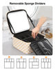 Picture of Relavel Travel Makeup Bag With LED Mirror, Cosmetic Train Case with Light up Mirror, Portable Makeup Artist Organizer Bag with Adjustable Dividers, Makeup Brush Holder Storage, Plaid