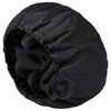 Picture of Shower Cap for Women Black Bath Cap, Reversible Large Waterproof Adjustable Shower Caps Terry Lining & Elastic Band Stretch Hem Hair Hat