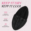Picture of Shower Cap for Women Black Bath Cap, Reversible Large Waterproof Adjustable Shower Caps Terry Lining & Elastic Band Stretch Hem Hair Hat