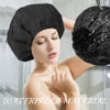 Picture of Shower Cap for Women Black Bath Cap, Reversible Large Waterproof Adjustable Shower Caps Terry Lining & Elastic Band Stretch Hem Hair Hat