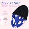 Picture of Shower Cap for Women Terry Lined Bath Cap Large Reusable Waterproof Elastic Band Blue Shower Caps for Long Thick Hair Soft Bath Shower Hair Caps