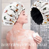 Picture of Shower Cap for Women Terry Lined Bath Cap Large Reusable Waterproof Elastic Band Butterfly Shower Caps for Long Thick Hair Soft Bath Shower Hair Caps