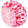 Picture of Shower Cap for Women Terry Lined Bath Cap Large Reusable Waterproof Elastic Band Pink Love Shower Caps for Long Thick Hair Soft Bath Shower Hair Caps