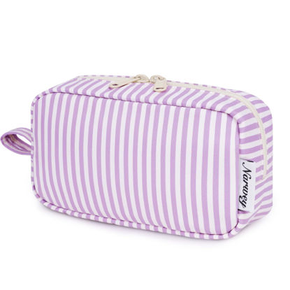 Picture of Narwey Small Makeup Bag for Purse Travel Makeup Pouch Mini Cosmetic Bag Zipper Pouch for Women (Purple Stripe, Small)