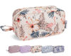 Picture of Narwey Cute Makeup Bag Small Toiletry Bag Travel Cosmetic Bag Organizer Make Up Bags with Organized Pockets for Women (Beige Flamingo, Large)