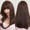 Picture of HAIRCUBE Dark Brown Synthetic Women's Wig Long Straight Layered and Heat Resistant