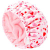 Picture of Shower Cap for Women Terry Lined Bath Cap Large Reusable Waterproof Elastic Band Pink Shower Caps for Long Thick Hair Soft Bath Shower Hair Caps