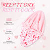 Picture of Shower Cap for Women Terry Lined Bath Cap Large Reusable Waterproof Elastic Band Pink Shower Caps for Long Thick Hair Soft Bath Shower Hair Caps