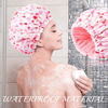 Picture of Shower Cap for Women Terry Lined Bath Cap Large Reusable Waterproof Elastic Band Pink Shower Caps for Long Thick Hair Soft Bath Shower Hair Caps