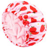 Picture of Shower Cap for Women Terry Lined Bath Cap Large Reusable Waterproof Elastic Band Pink Strawberry Shower Caps for Long Thick Hair Soft Bath Shower Hair Caps