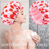 Picture of Shower Cap for Women Terry Lined Bath Cap Large Reusable Waterproof Elastic Band Pink Strawberry Shower Caps for Long Thick Hair Soft Bath Shower Hair Caps
