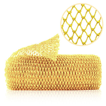 Picture of ZOCY African Net Sponge, Authentic Exfoliating Body Scrubber for Bath and Shower, Multiple Textures with Gentle Deep Exfoliating and Rich Lather for All Skins (Yellow)