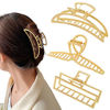 Picture of 3 Pack Large Metal Gold Hair Claws for Women, Moon Cross Square Geometric Jaw Clips Barrettes for Thick Thin Hair, No Slip Claw Clip Clamp Grips Hair Accessories Hair Styling Gifts