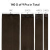 Picture of HOTBANANA Clip in Hair Extensions Real Human Hair 140g 9pcs 22 inch Light Dark Brown Clip in Human Hair Extensions Straight Remy Hair Extensions Full Head