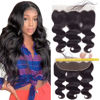 Picture of QTHAIR 16A 13x4 Full Lace Frontal HD Lace Frontal 16inch 100% Unprocessed Brazilian Virgin Body Wave Human Hair Frontal Natural Color Free Part Ear To Ear