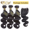 Picture of QTHAIR 16A Brazilian Body Wave Bundles with 3 Part Lace Closure 100% Unprocessed Brazilian Virgin Hair 3 Bundles with 4x4 Closure(18 20 22+16) Human Hair Bundles with Closure