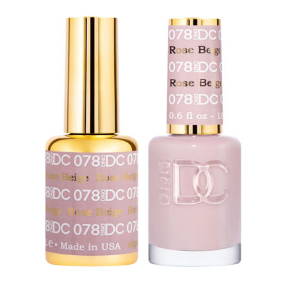 Picture of DND DC Gel Polish Set, Pink Collection, UV/LED Gel Polish and Air Dry Nail Lacquer, Matching Chip-Free Polish Duo, 078 Rose Beige, 0.5 Fl Oz