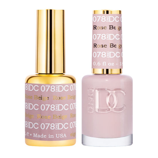 Picture of DND DC Gel Polish Set, Pink Collection, UV/LED Gel Polish and Air Dry Nail Lacquer, Matching Chip-Free Polish Duo, 078 Rose Beige, 0.5 Fl Oz