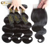 Picture of QTHAIR 16A Grade Brazilian Body Wave Human Hair Bundles with Closure Human Hair Weave with Closure (14" 16" 18" with 12") 100% Unprocessed Brazilian Virgin Hair 4x4 Swiss Lace Closure