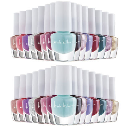 Picture of Nicole Miller Mini Nail Polish Set - Glossy, Vibrant Colors for Fingernails & Toenails, 2 Pack Trendy Collection