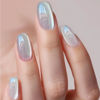 Picture of White Cat Eye Press on Nails Short Fake Nails Glossy Acrylic Nails Shiny Square False Nails Full Cover Glue on Nails Stick on Nails for Squoval Manicure 24Pcs