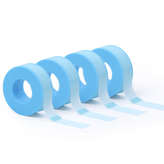 Picture of Lash Tape for Eyelash Extensions,Eyelash Tape Silicone Gel Eyelash Extension Tape for Sensitive Skin Pain-Free Removal Lash Extensions Tape(0.5in x 4yd, 4Rolls,Blue)
