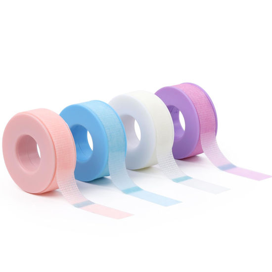 Picture of Lash Tape for Eyelash Extensions,Eyelash Tape Silicone Gel Eyelash Extension Tape for Sensitive Skin Pain-Free Removal Lash Extensions Tape(0.5in x 4yd, 4Rolls,Mixed)