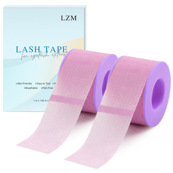 Picture of Lash Tape for Eyelash Extensions,Eyelash Tape Silicone Gel Eyelash Extension Tape for Sensitive Skin Pain-Free Removal Breathable Micro-Porous Lash Extensions Tape (1in x 4yd, 2Rolls,Purple)