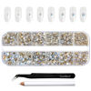 Picture of Beadsland Rhinestones for Makeup,8 Sizes 2500pcs Crystal Flatback Rhinestones Face Gems for Nails Crafts with Tweezers and Wax Pencil,Blue Moonlight,SS4-SS30