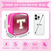 Picture of Personalized Initial Letter Clear Preppy Makeup Bag,Mini Nylon Chenille Letter Cosmetic Bag Cute Zipper Pouch Coin Purse for Teen Girls,Portable TSA Approved Travel Essentials Bag Gift for Women,T
