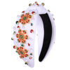 Picture of Christmas Headband for Women Holiday Christmas Accessories Beaded Xmas Bow Tree Snowflake HOHOHO Knotted Headband Red Green Crystal Pearl Top Knot Headband Festive Holiday Gifts (Snowflake 4)