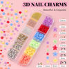 Picture of 3D Nail Charms, Manicure Kit with Nail Rhinestone Glue Gel (UV Curing), Butterfly Colorful Flower Starry AB Gems Caviar Beads Half Round Pearl & Flatback Glass AB + Clear Gems with Dotting Tools