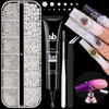 Picture of Flatback Pearls (White) and Metal Nail Beads (Silver) with Rhinestones Glue Gel for Nail Art, Luxurious Pearl Nail Charms and Round Caviar Beads Nail Accessories for Acrylic Nail Tips Manicure Decor