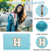 Picture of Personalized Initial Letter Patch Makeup Bag, Preppy Portable Chenille Letter Cosmetic Bag with Zipper, PU Leather Waterproof Travel Toiletry Bag Monogram Make Up Pouch for Women Girls(Letter H)